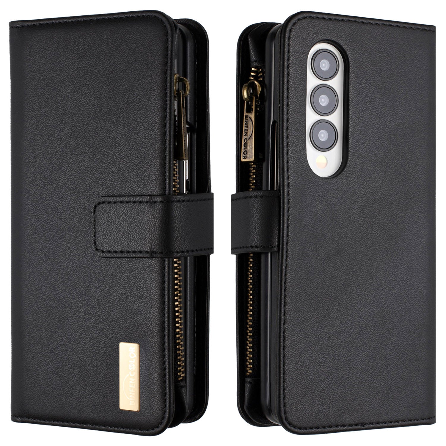 BINFEN COLOR Pro Samsung Galaxy Z Fold4 5G matný zip pouzdro na kapesní telefon PU kožený stojánek obal na peněženku BINFEN COLOR Pro Samsung Galaxy Z Fold4 5G matný zip pouzdro na kapesní telefon PU kožený stojánek obal na peněženku